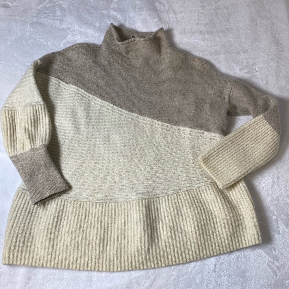 Two-Tone Beige and Cream Women's Sweater